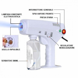 Offerta 7x Nebulizzatore atomizzatore elettrostatico regolabile pistola per disinfettare senza bagnare con generatore di vapore integrato